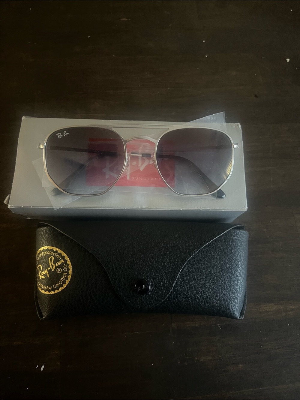 Ray-Ban Unisex Silver Frame Gradient Gray Sunglasses